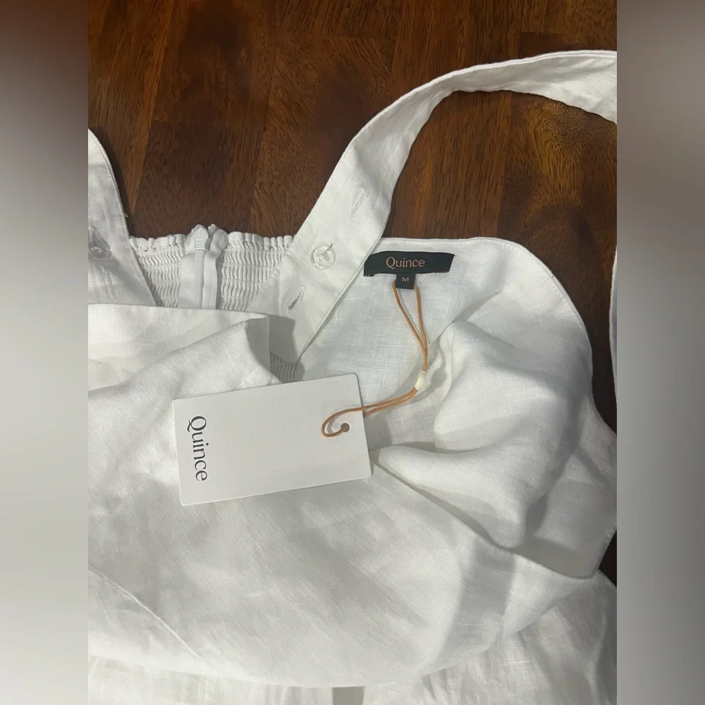 NWT! Quince | 100% European Linen Fit & Flare Midi Dress | White | M - Picture 7 of 7